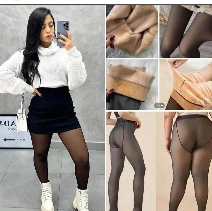 Medias Efecto Piel Panties Termicas Calzas Con Peluche