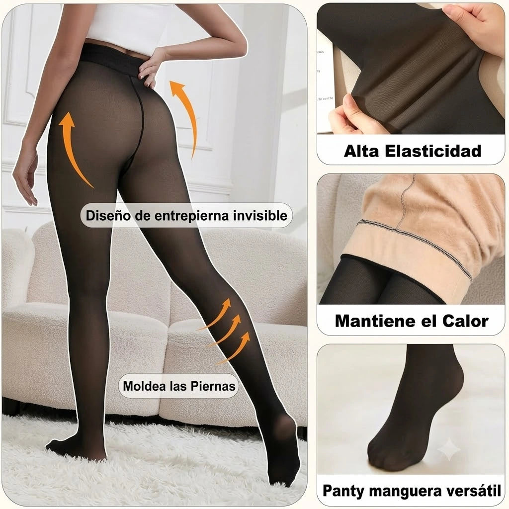 Medias Efecto Piel Panties Termicas Calzas Con Peluche