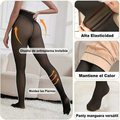 Medias Efecto Piel Panties Termicas Calzas Con Peluche