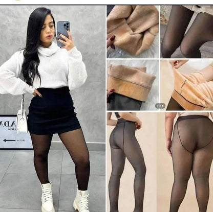 Medias Efecto Piel Panties Termicas Calzas Con Peluche